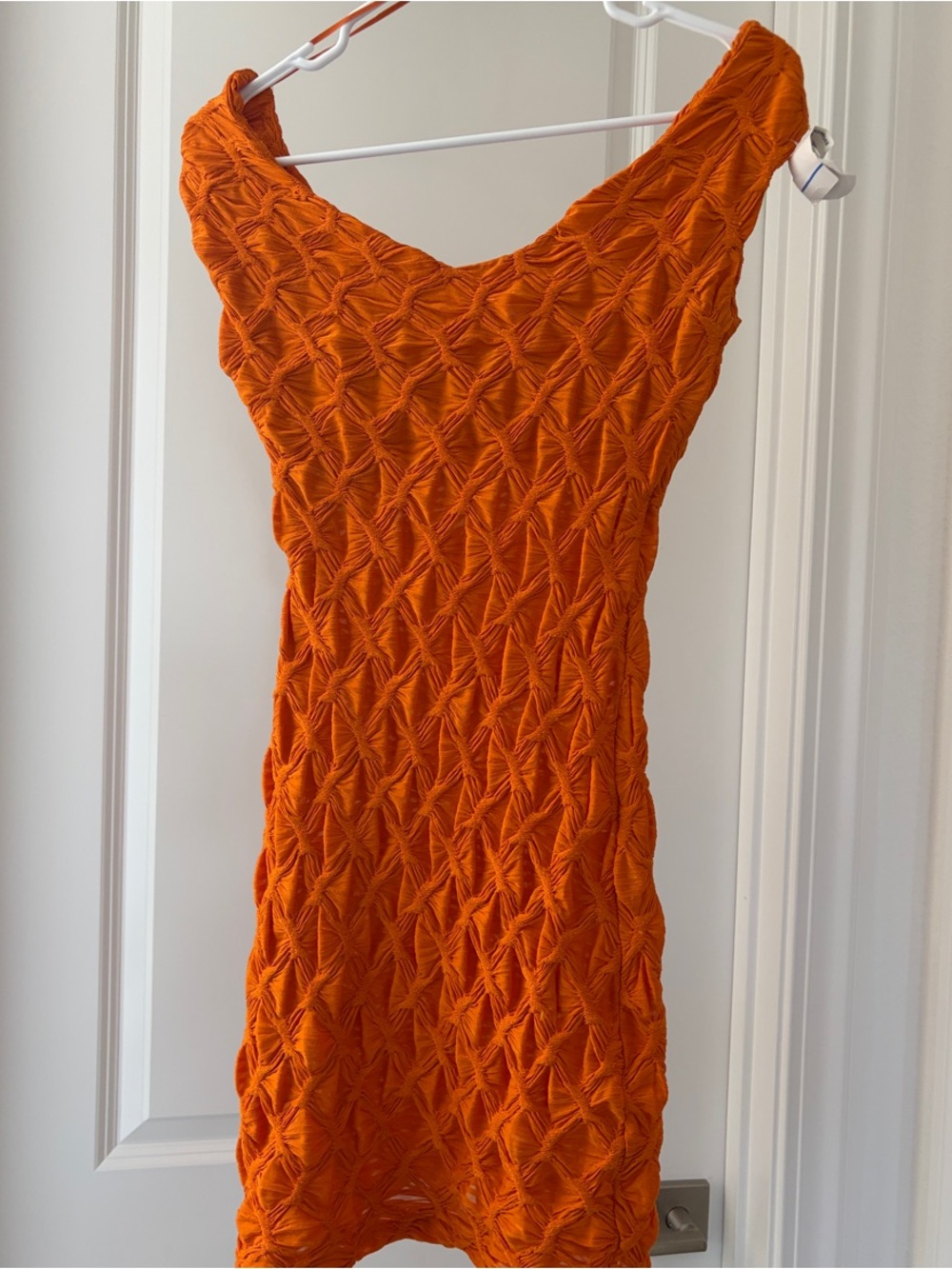 Zara Vibrant Orange Textured Mini Dress